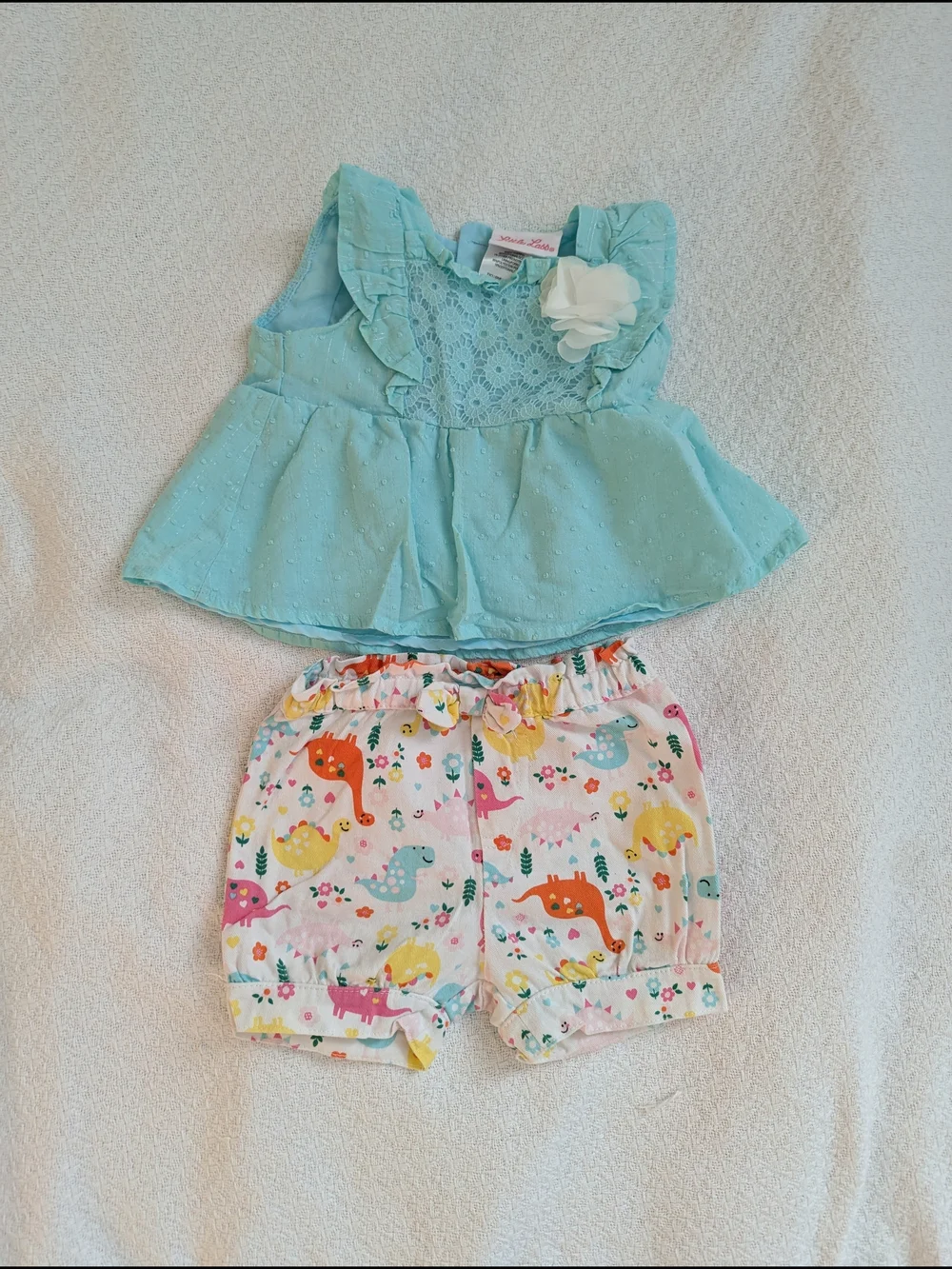 Baby Girl Summer Outfit Bundle 9 Months - Plaid, Gingham, Dinosaurs - Picture 4 of 4